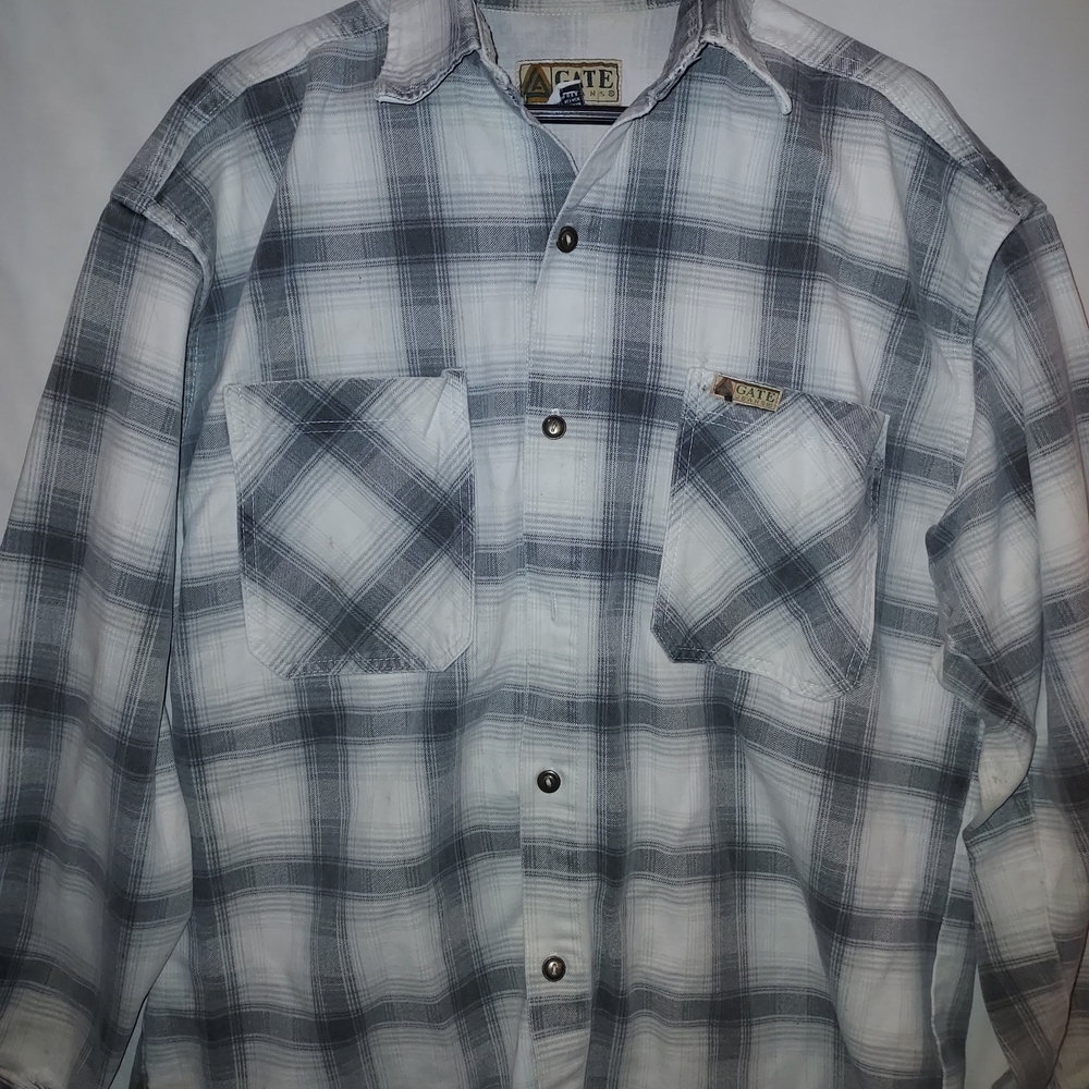Men's Casual Black and White Plaid Button Down Shirt